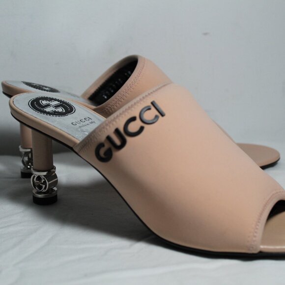 NWOB Gucci Interlocking GG Heel Scuba Greta Mule Mules Heels Sandals 38 - Picture 3 of 8